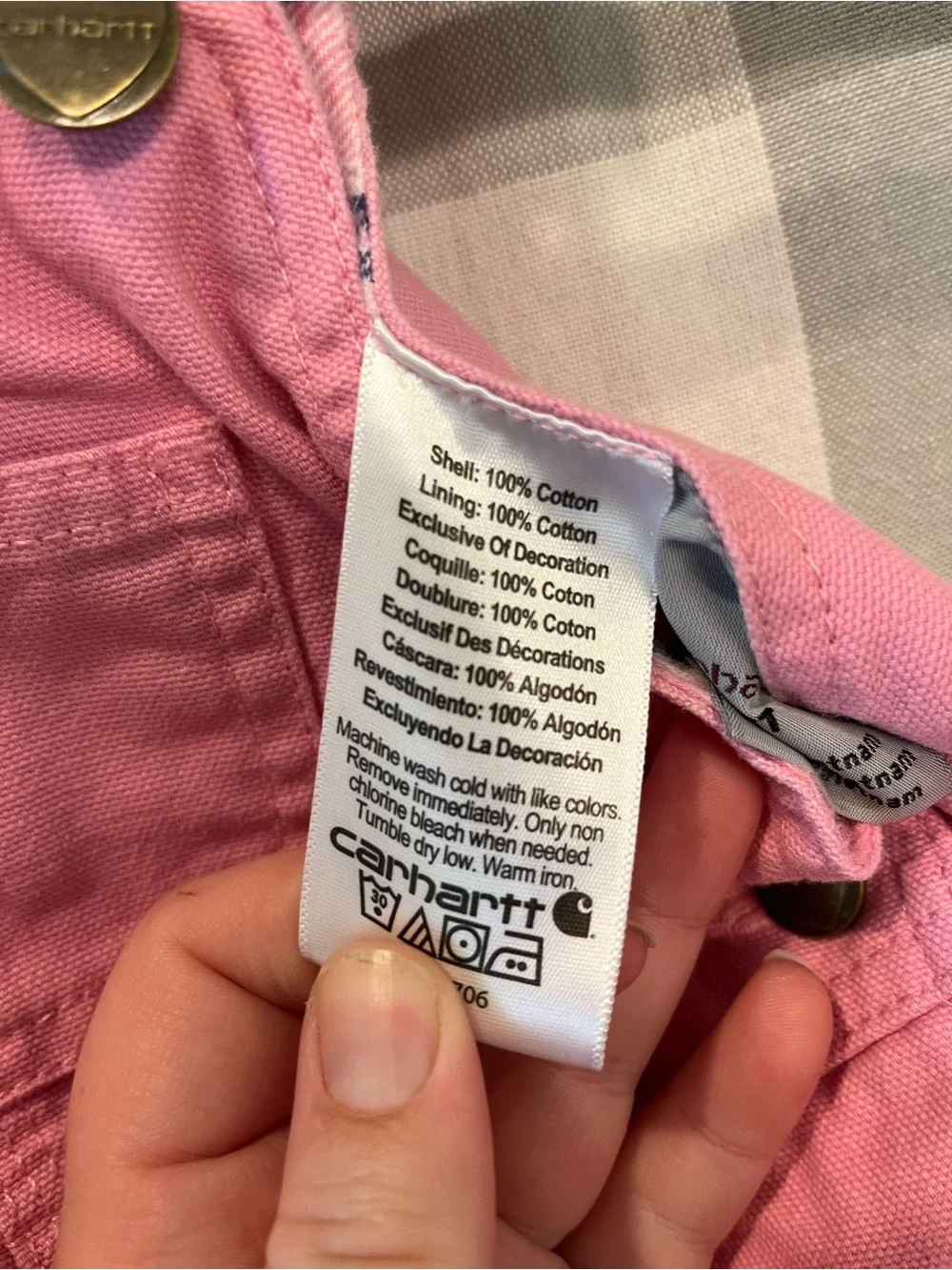 Carhartt Kids Pink Canvas Overalls with Chest Pocket